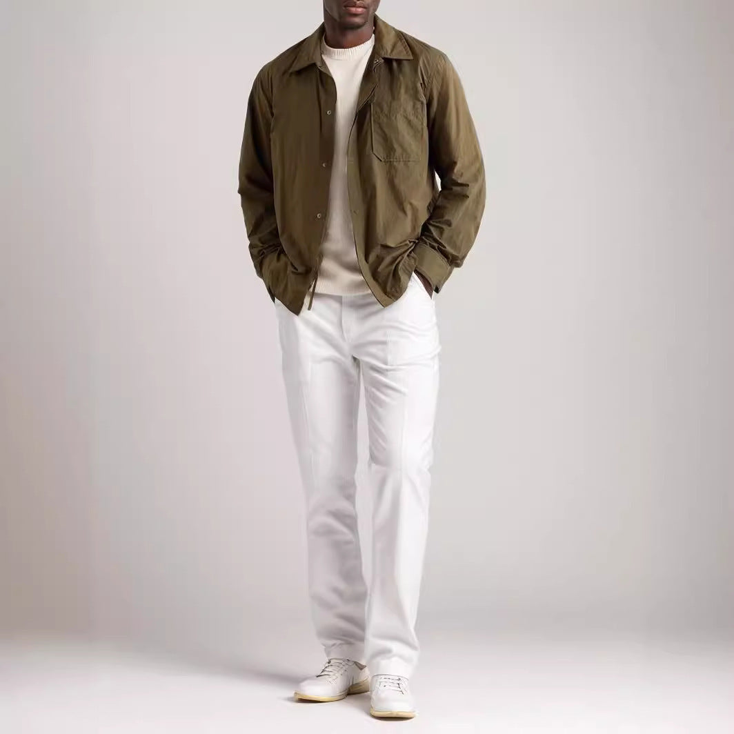 Men's versatile shirt blouse with patch chest pocket and stylish collar NOVAE