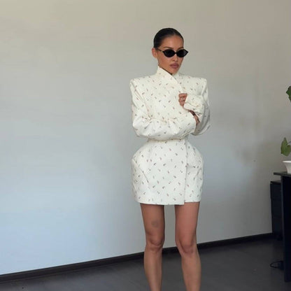 Women's Fashionable Blazer Skirt with Floral Design and Tailored Fit NOVAE