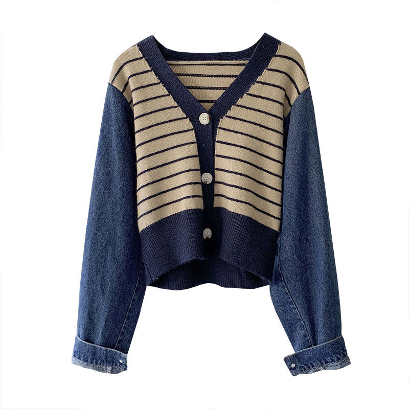 Women's fashionable cardigan with modern striped design and raglan sleeves NOVAE