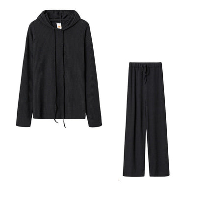 Women's Relaxed Fit Sweater Set with Hood and Wide-Leg Trousers NOVAE