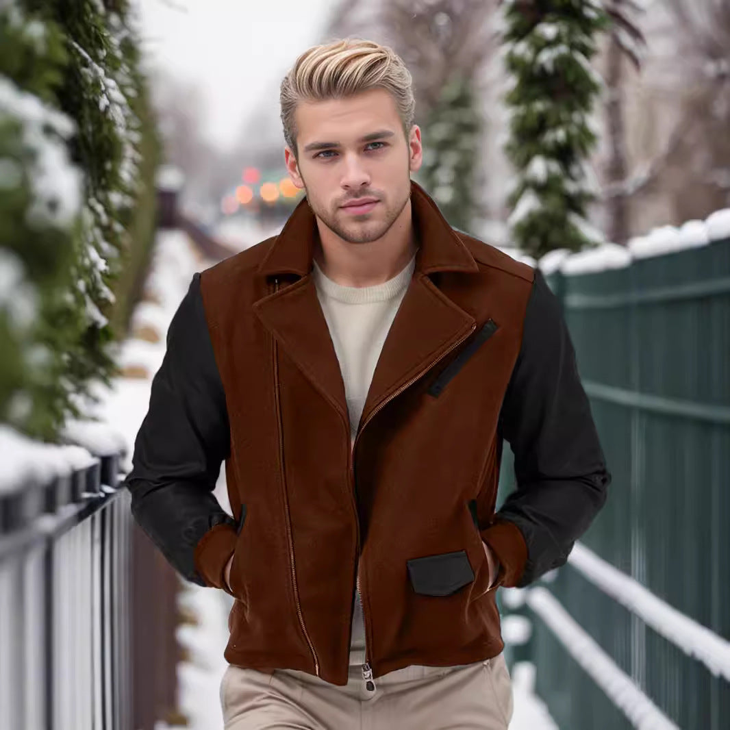 Men's fashionable transitional jacket with contrasting sleeves and practical pockets NOVAE