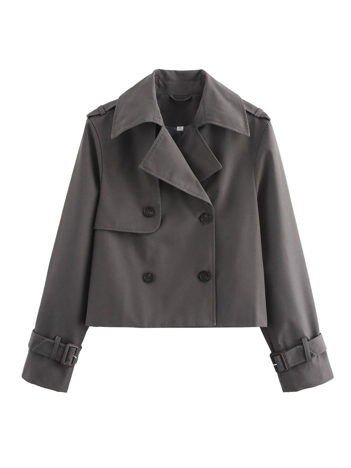 Women's cropped trench jacket with double button placket and adjustable sleeves NOVAE