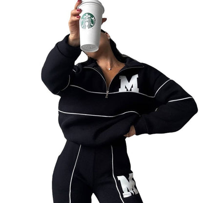 Women's casual tracksuit with modern vertical stripes NOVAE