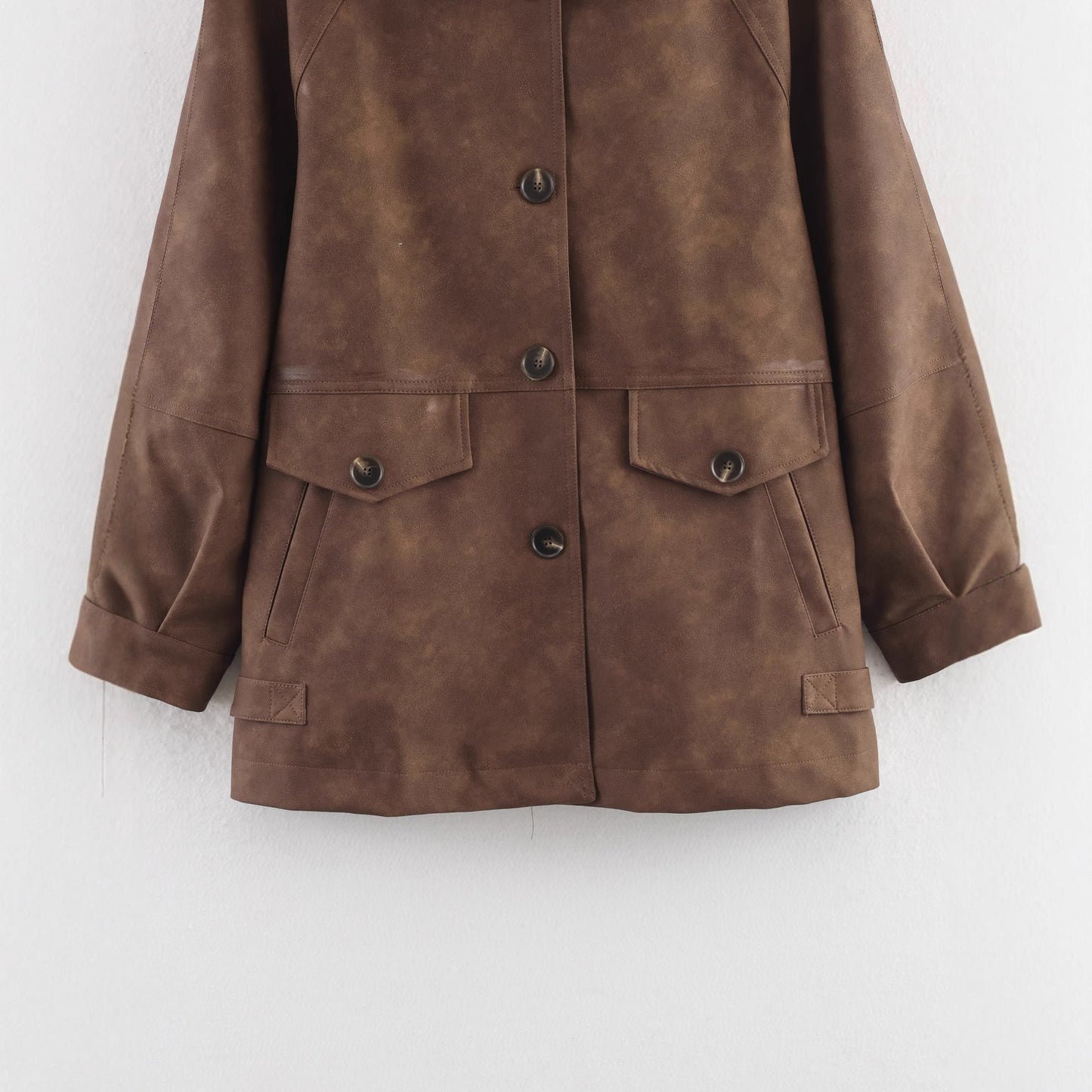 Women's casual faux leather jacket with pockets NOVAE