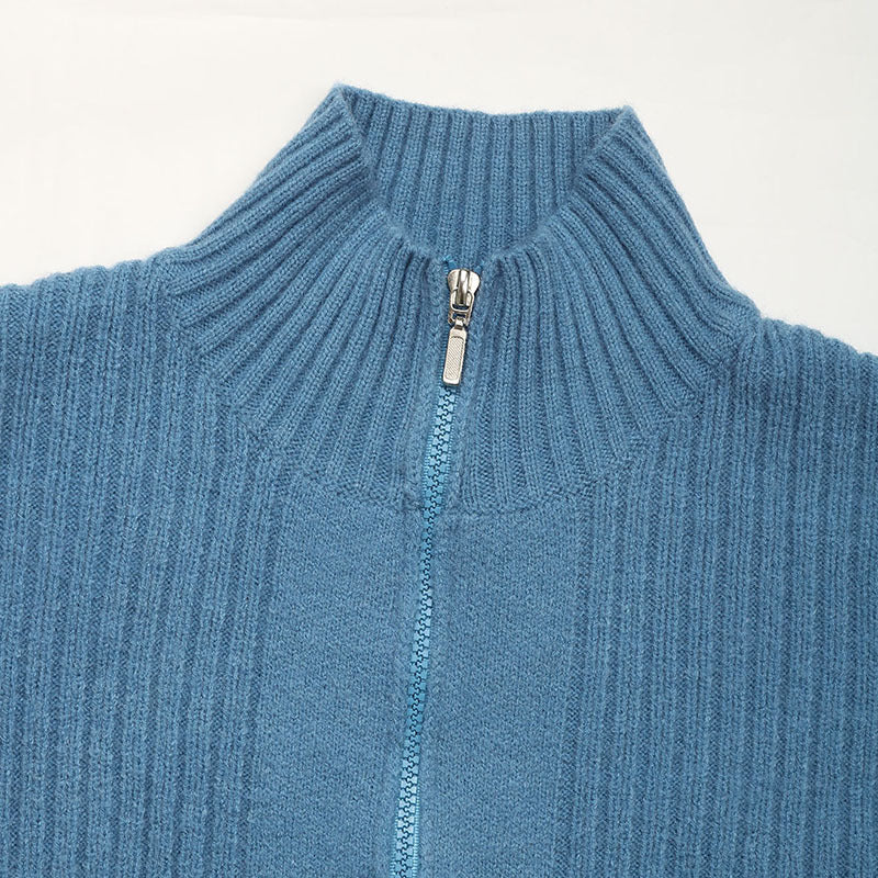 Women's cardigan with high collar and zipper NOVAE