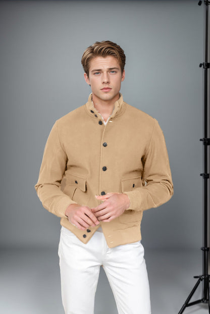 Men's casual transitional jacket with practical pockets and high collar NOVAE