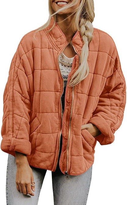 Women's quilted hooded jacket with zipper and pockets NOVAE