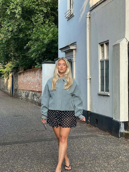 Women's short bomber jacket made of soft material with a casual cut NOVAE