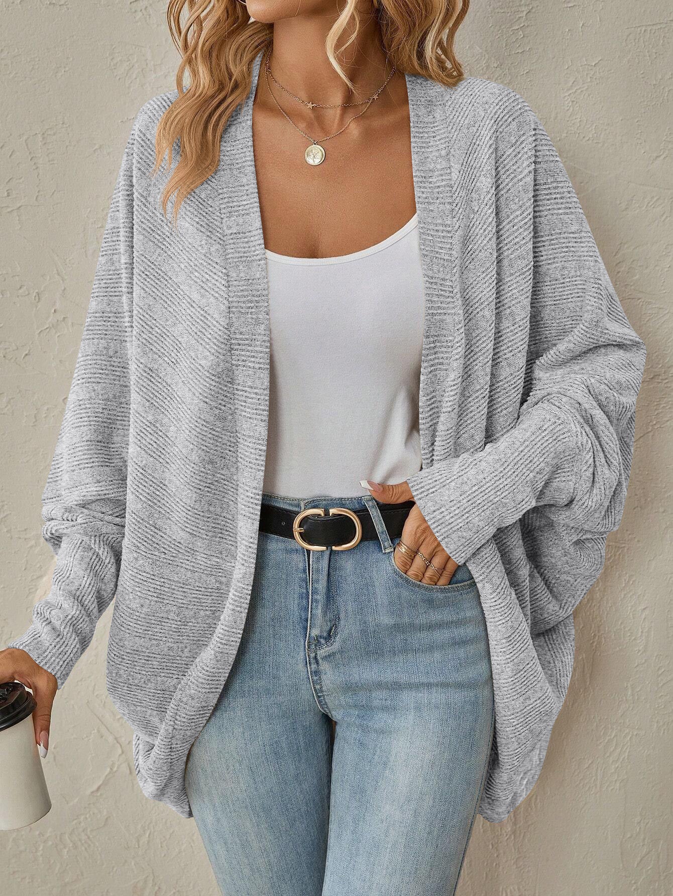 Women's casual cardigan with wide sleeves and open design NOVAE