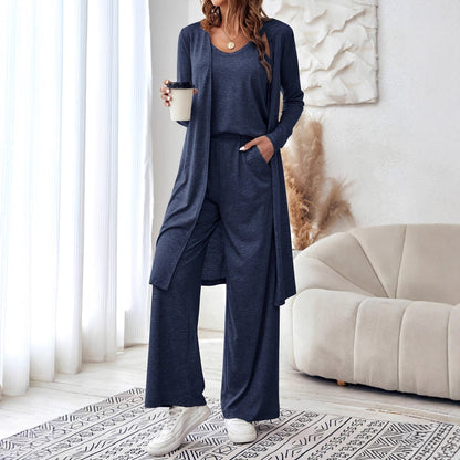 Women's loungewear set with long cardigan and wide-leg trousers NOVAE
