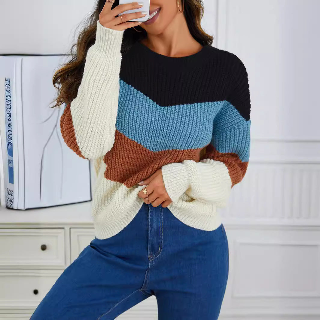 Women's knitted sweater with chevron pattern and comfort cuffs NOVAE