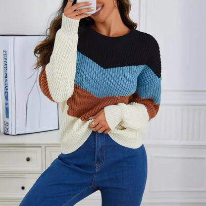 Women's knitted sweater with chevron pattern and comfort cuffs NOVAE