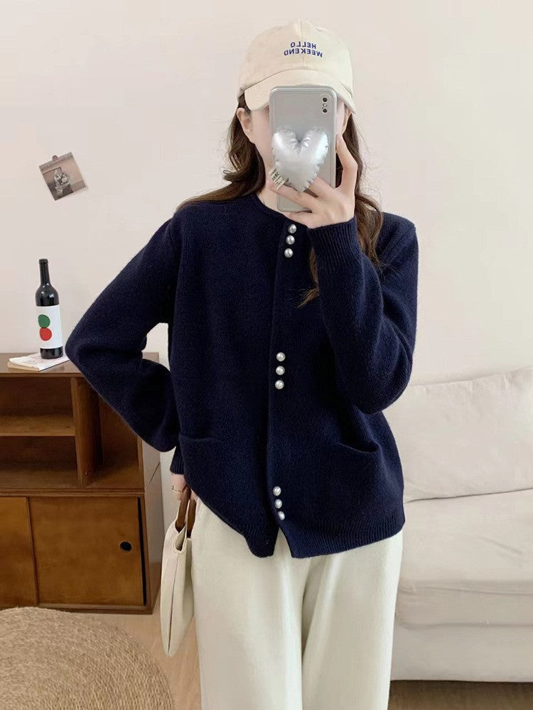 Women's cardigan with elegant pearl buttons NOVAE