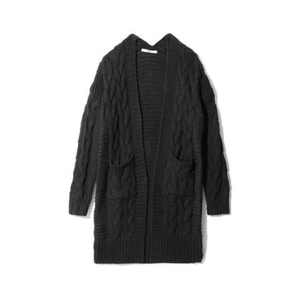 Women's cardigan with chunky cable knit pattern and pockets NOVAE