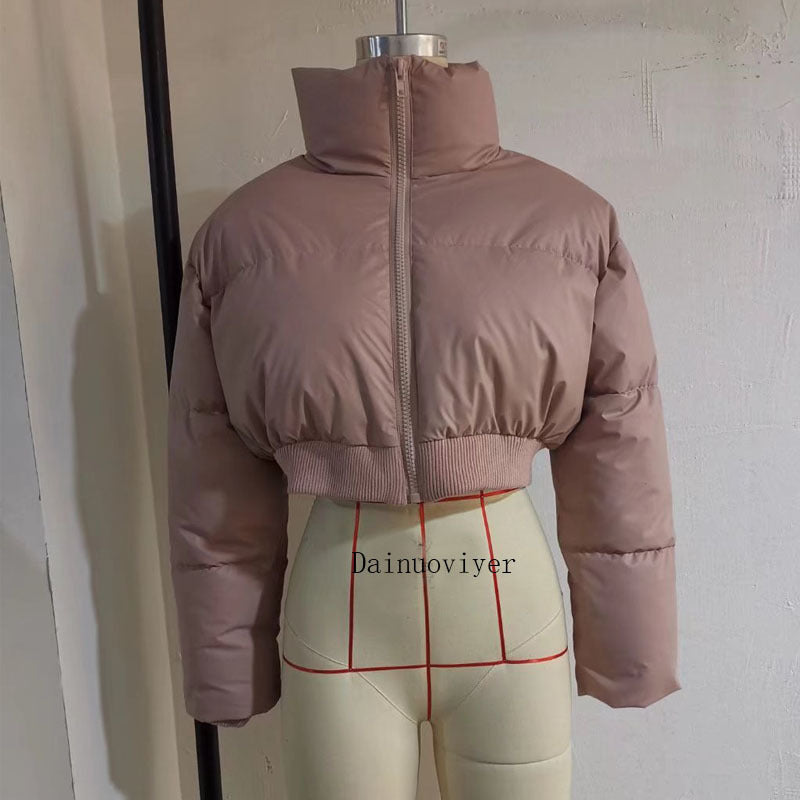 Women's cropped down jacket with high collar and elasticated waistband NOVAE