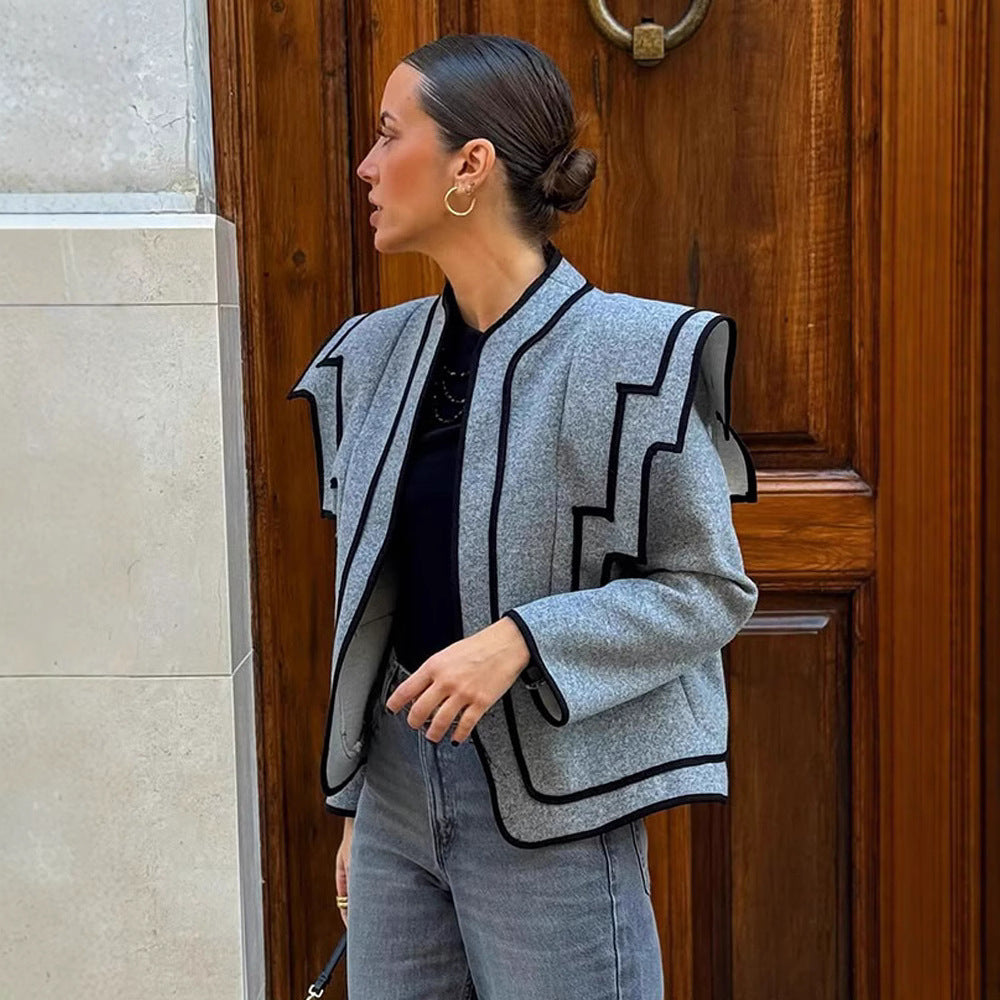 Women's fashionable jacket with geometric cut and special accents NOVAE