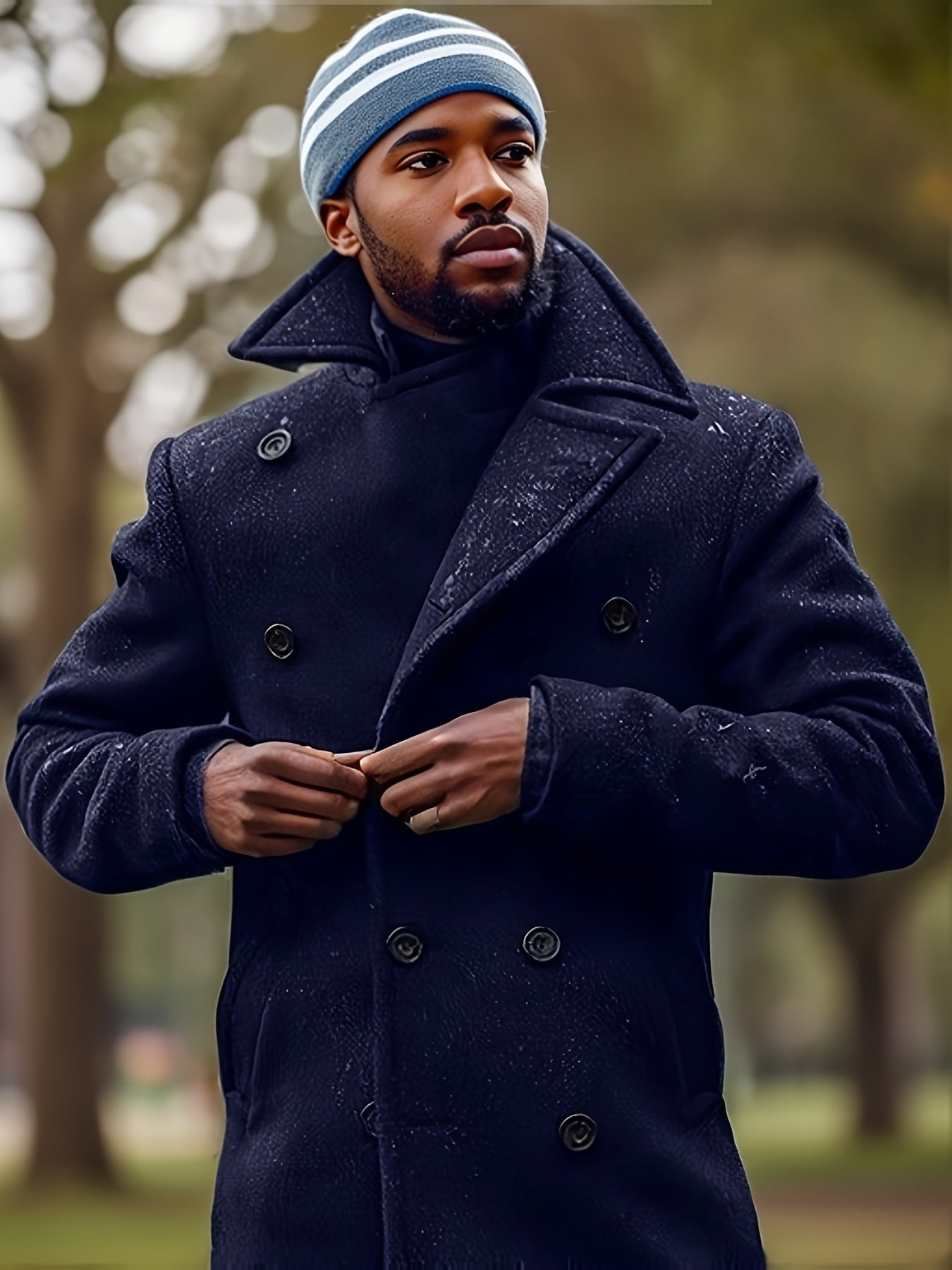 Men's classic and stylish double-breasted wool coat NOVAE