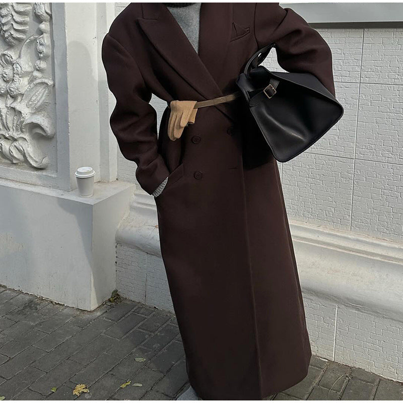 Women's Oversized Blazer Coat with Double Button Closure and Wide Shoulders NOVAE