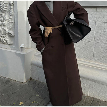 Women's Oversized Blazer Coat with Double Button Closure and Wide Shoulders NOVAE