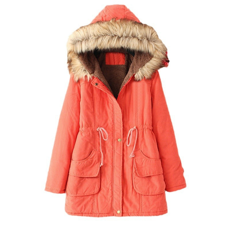 Women's lined parka jacket with detachable faux fur collar and practical pockets NOVAE