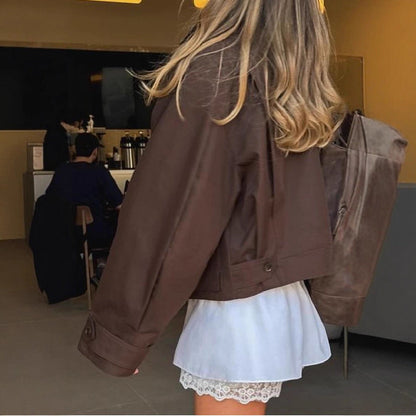 Women's short jacket with a casual cut and large pockets NOVAE