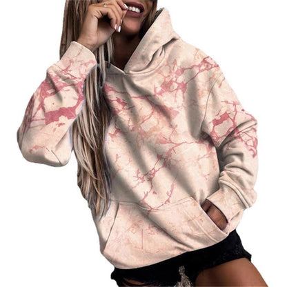 Women's hoodie with stylish marble pattern NOVAE