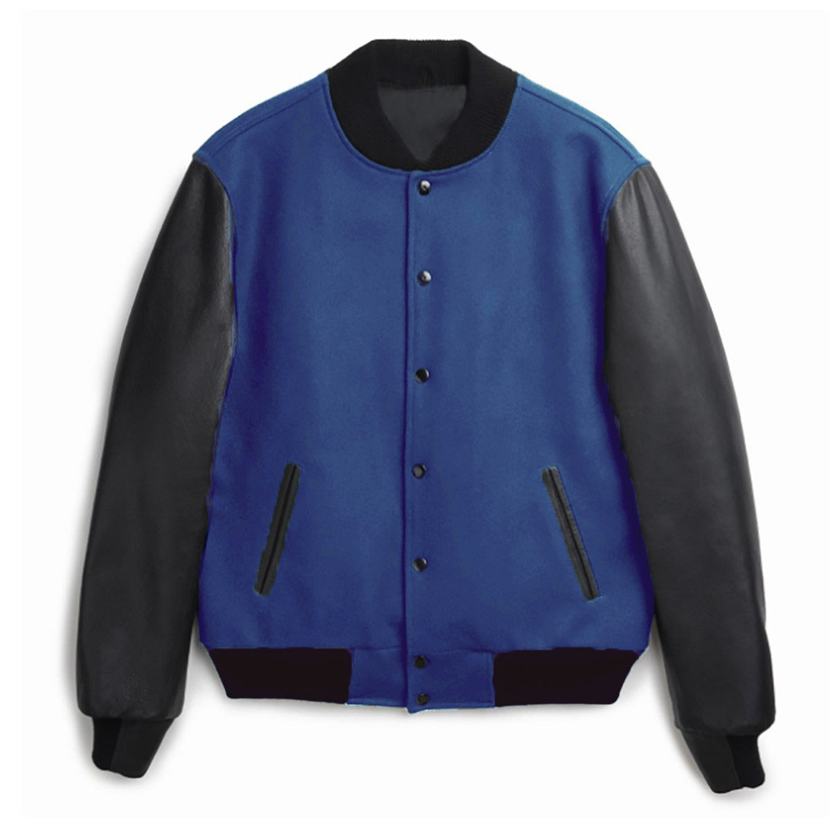 Women's trendy baseball jacket with leather sleeves and practical side pockets NOVAE