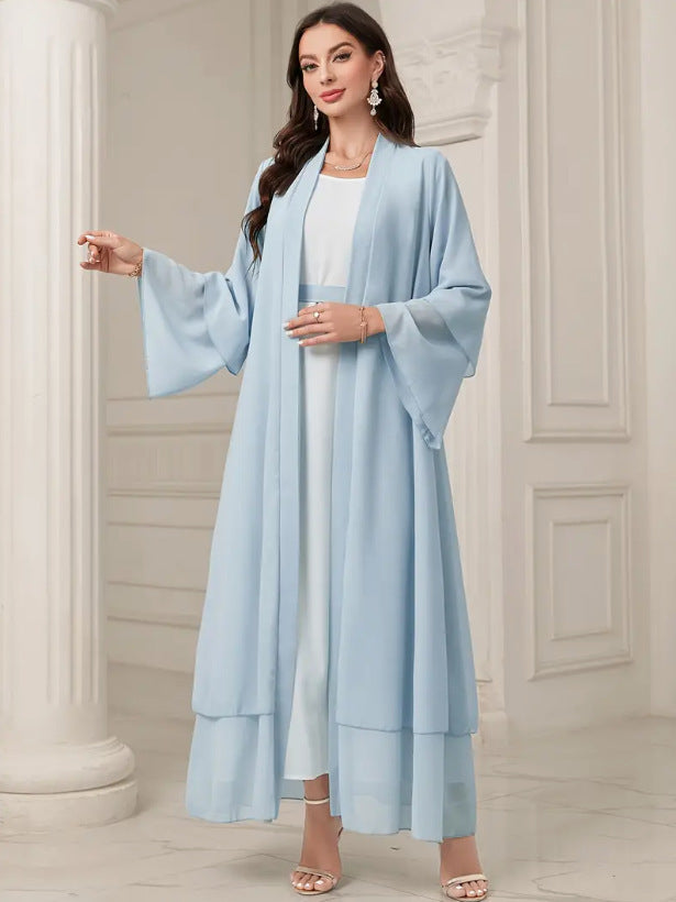 Women's Elegant Long Kimono Jacket in Flowing Fabric with a Wide Fit NOVAE