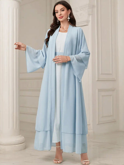 Women's Elegant Long Kimono Jacket in Flowing Fabric with a Wide Fit NOVAE