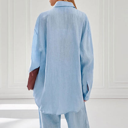 Women's casual linen shirt and trousers set NOVAE