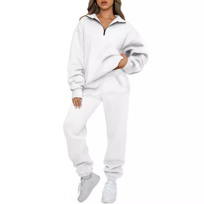 Women's casual hoodie tracksuit with zip and waistband-free trousers NOVAE