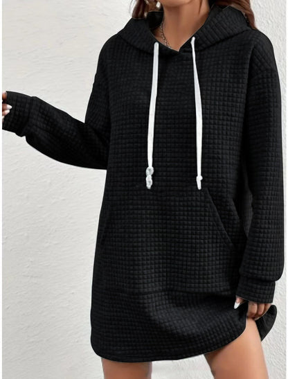 Women's hoodie dress with practical kangaroo pocket and modern knit design NOVAE