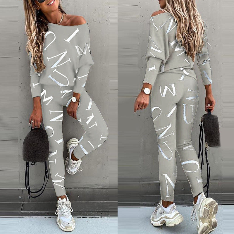 Women's pajama set with long-sleeved top and elasticated pants NOVAE