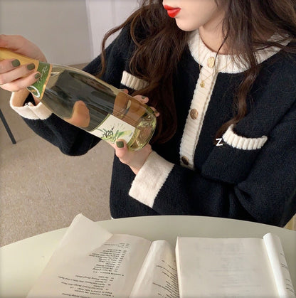 Women's cardigan with high-quality details and fashionable two-tone design NOVAE