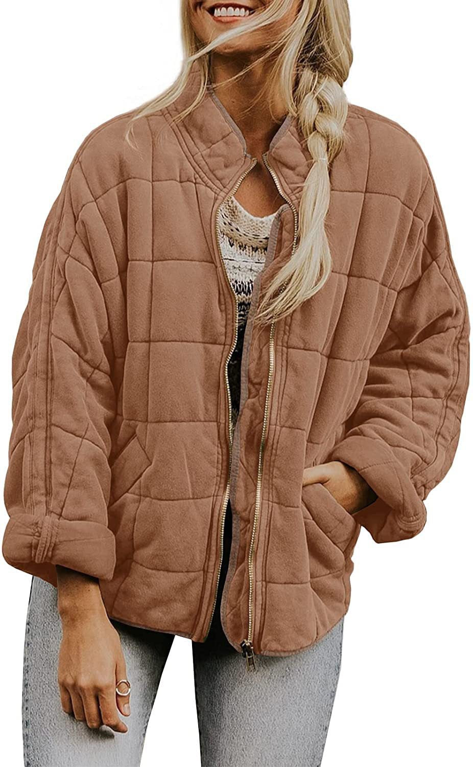 Women's quilted hooded jacket with zipper and pockets NOVAE