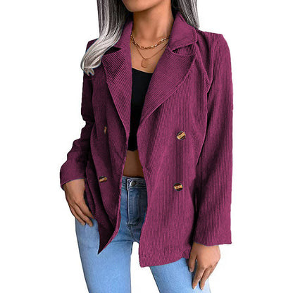 Women's fashionable corduroy jacket with double button placket NOVAE