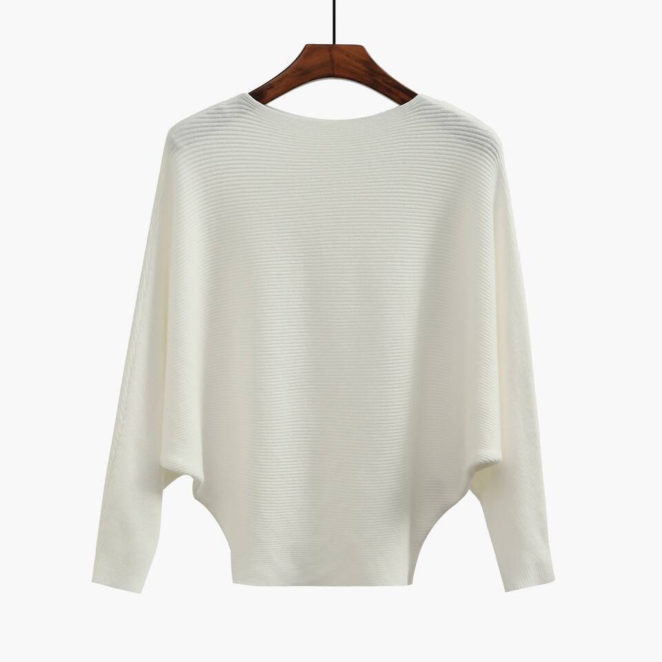 Women's oversized knit sweater with sophisticated rib design and wide cut NOVAE