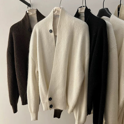 Women's fashionable knit cardigan with trendy lapel NOVAE