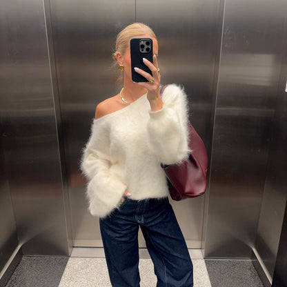 Women's Soft Mohair Blend Sweater with Oversized Sleeves NOVAE