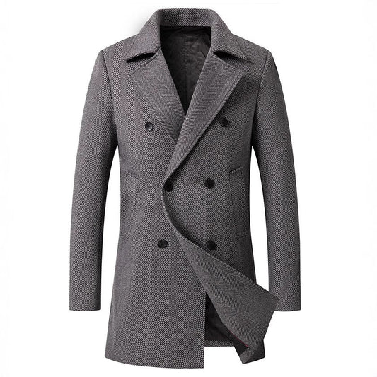 Men's elegant double-breasted herringbone coat NOVAE