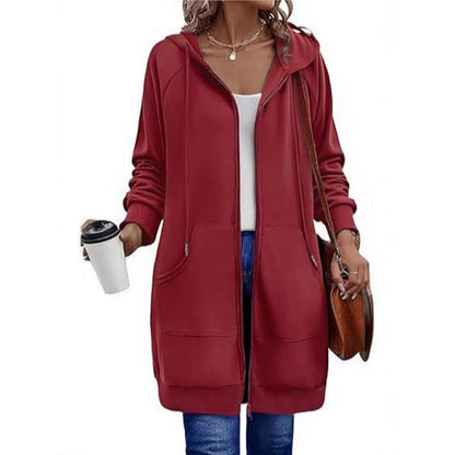 Women's fashionable hooded jacket with side pockets and zipper NOVAE