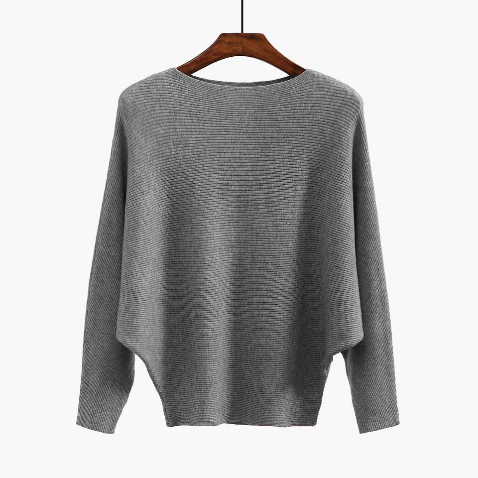 Women's oversized knit sweater with sophisticated rib design and wide cut NOVAE