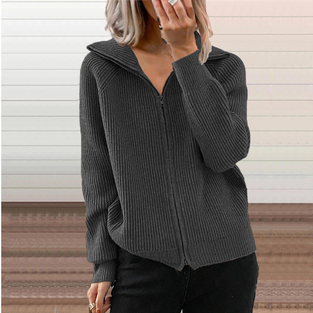 Women's cardigan with zipper and hoodie NOVAE