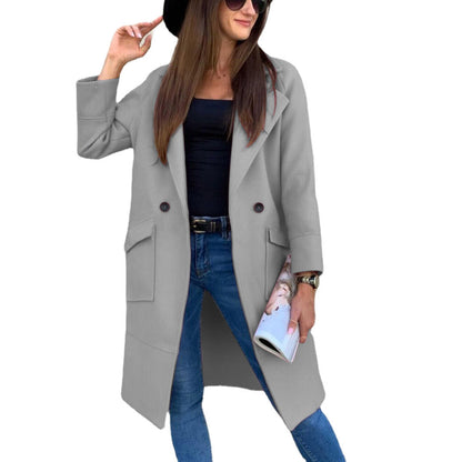 Women's fashionable double-breasted coat with practical pockets and a casual cut NOVAE