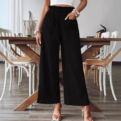 Women's casual and lightweight palazzo trousers with elasticated waistband and practical pockets NOVAE