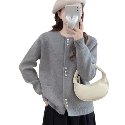 Women's cardigan with elegant pearl buttons NOVAE