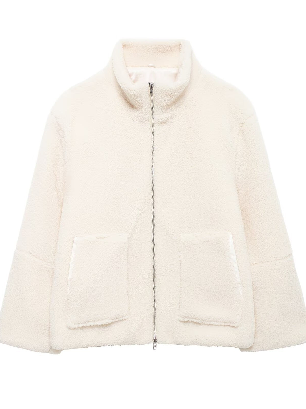 Women's cozy fleece jacket with high collar and practical pockets NOVAE