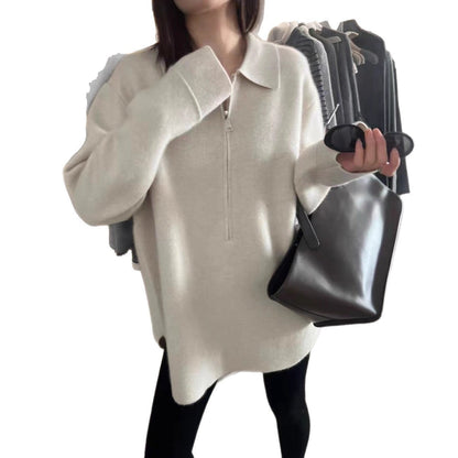 Women's Fashionable Pullover with Zipper and Collar NOVAE