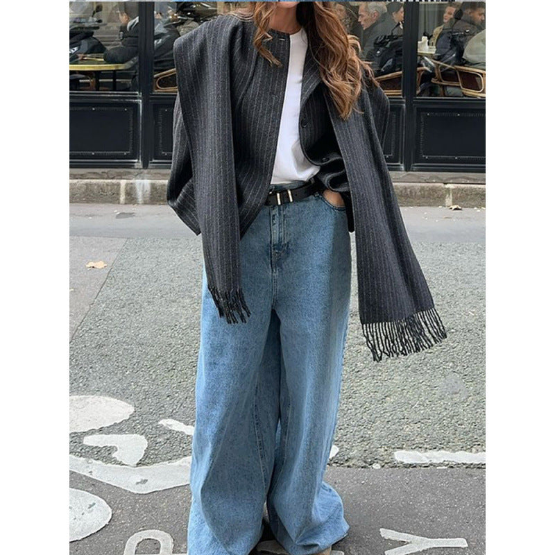 Women's fashionable and casual wool jacket with a chic collar NOVAE