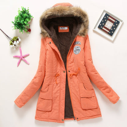 Women's quilted parka jacket with hood and faux fur lining NOVAE